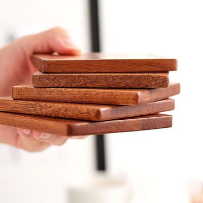 All-Season Square Shape Sapele Houten Achtergrond voor Drink Cup Thee Op maat