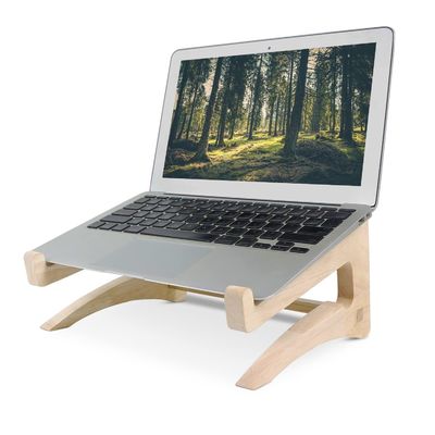 Houten laptoptand voor bureau 11-14 inch compatibel afneembare notebookhouder
