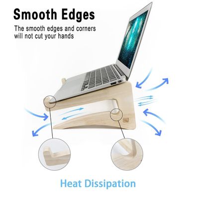 Houten laptoptand voor bureau 11-14 inch compatibel afneembare notebookhouder