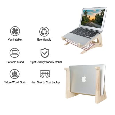 Houten laptoptand voor bureau 11-14 inch compatibel afneembare notebookhouder