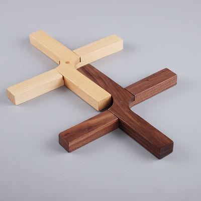 Hout Plain Color Beech Walnut Cross X Shape Vernis Pot Mat Coaster voor keukengerei