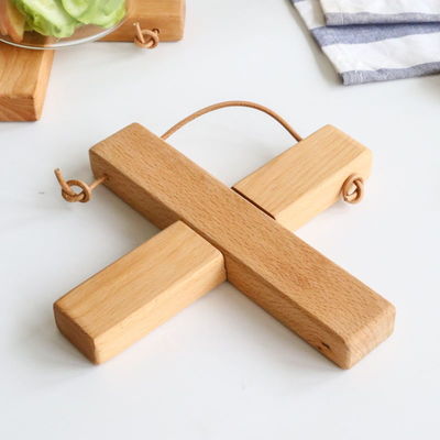 Hout Plain Color Beech Walnut Cross X Shape Vernis Pot Mat Coaster voor keukengerei