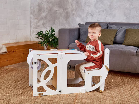 Houten kinderen Keuken stap kruk Cabriolet peuter toren Tafel 7 in 1 rugleuning en glijbaan