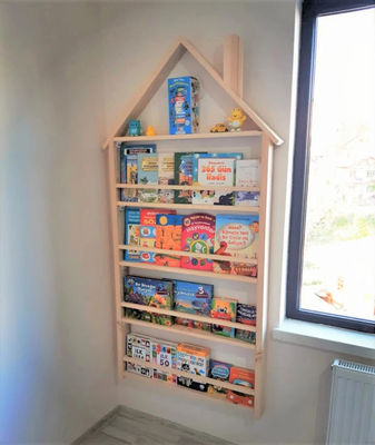 202406 Baby boekenkast Houten wand Montessori Solid Wood Kinderdagverblijf Wandrek Op maat