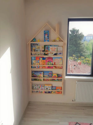 202406 Baby boekenkast Houten wand Montessori Solid Wood Kinderdagverblijf Wandrek Op maat