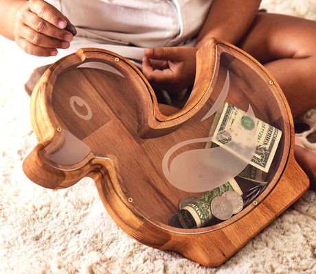 202407 Paasgeschenk Raketmuntenbank voor kinderen Handgemaakte Houten Daisy Bloemenplant Piggy Bank