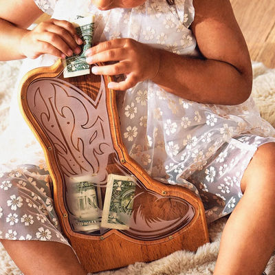 202407 Paasgeschenk Raketmuntenbank voor kinderen Handgemaakte Houten Daisy Bloemenplant Piggy Bank