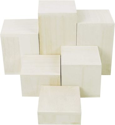 Houten stand voor sieraden en accessoires 6 stuks vierkante risers in gebrande afdruk