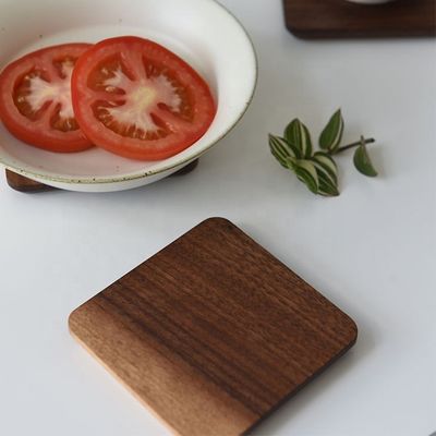 10x10x1.2cm Japanse stijl Zwarte Walnoot Houten Achterhoeken voor theepot en beker Op maat gemaakt