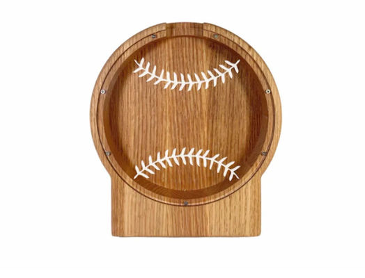 Gepersonaliseerd Logo Houten Piggy Bank Kinderen Geld Besparen Sport Baseball Theme Gewone kleur