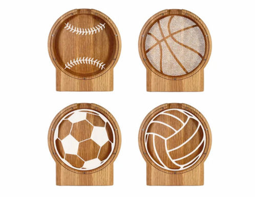 Gepersonaliseerd Logo Houten Piggy Bank Kinderen Geld Besparen Sport Baseball Theme Gewone kleur