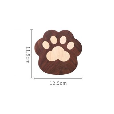 Fashion Cat Claw Shape Walnut Cup Mat Coasters 11.5x12.5x1.2cm voor aangepast logo