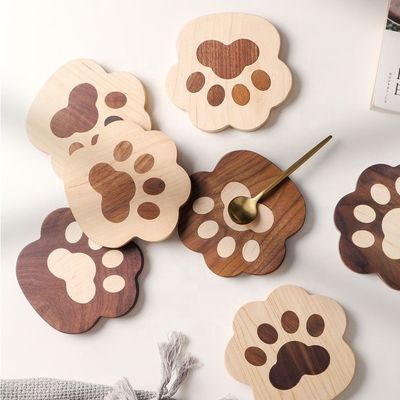 Fashion Cat Claw Shape Walnut Cup Mat Coasters 11.5x12.5x1.2cm voor aangepast logo