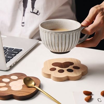 Fashion Cat Claw Shape Walnut Cup Mat Coasters 11.5x12.5x1.2cm voor aangepast logo