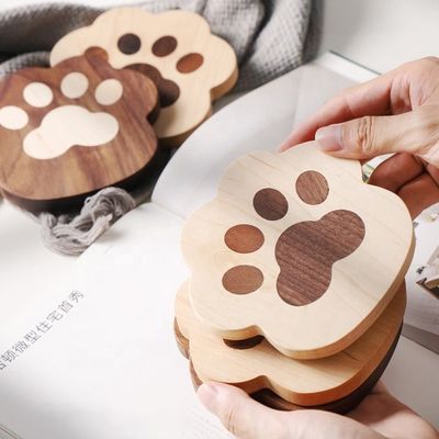 Fashion Cat Claw Shape Walnut Cup Mat Coasters 11.5x12.5x1.2cm voor aangepast logo