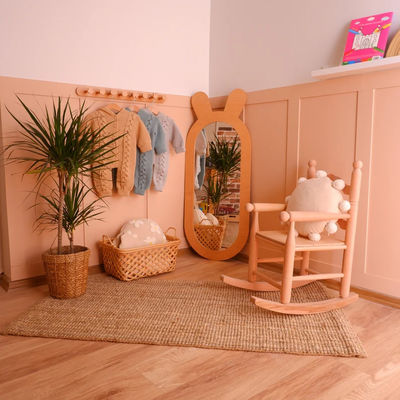 Rustieke ontwerp houten decoratieve spiegel voor kinder Montessori woonkamer dressing