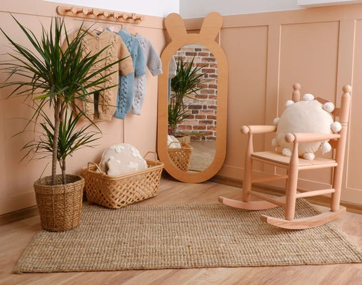 Rustieke ontwerp houten decoratieve spiegel voor kinder Montessori woonkamer dressing
