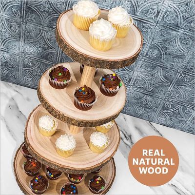 Duurzame 4 tier houten dessert toren voor bruidstaart display-gratis monster kosten