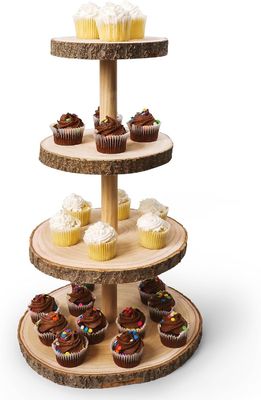 Duurzame 4 tier houten dessert toren voor bruidstaart display-gratis monster kosten