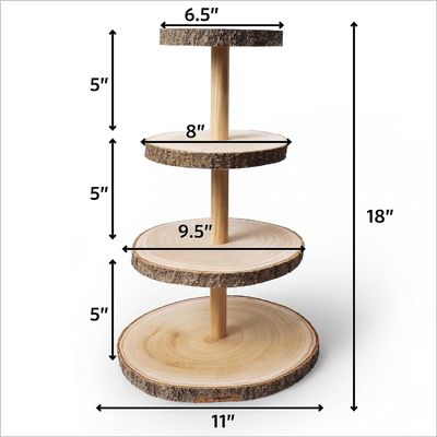Duurzame 4 tier houten dessert toren voor bruidstaart display-gratis monster kosten