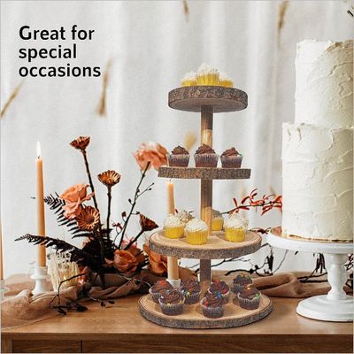 Duurzame 4 tier houten dessert toren voor bruidstaart display-gratis monster kosten