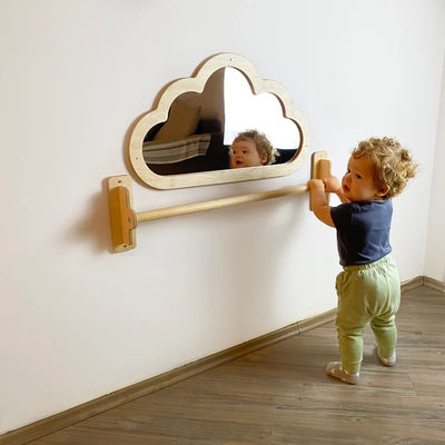 Baby vloer Acryl onbreekbare spiegel met trek op houten balk sensoriek kerstcadeau