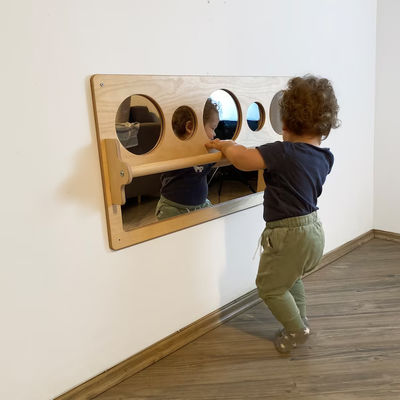 Baby vloer Acryl onbreekbare spiegel met trek op houten balk sensoriek kerstcadeau