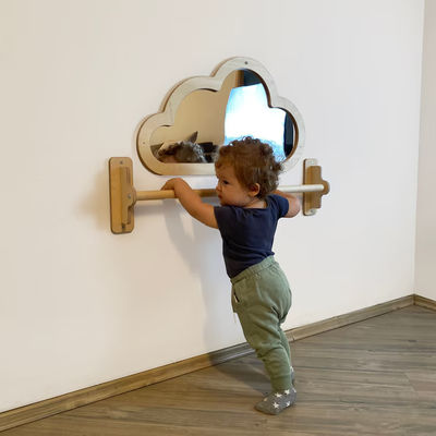 Baby vloer Acryl onbreekbare spiegel met trek op houten balk sensoriek kerstcadeau