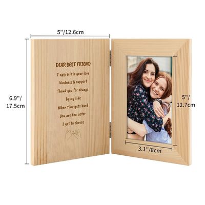 Houten stel foto frame met aangepaste laser gegraveerde persoonlijke tekst