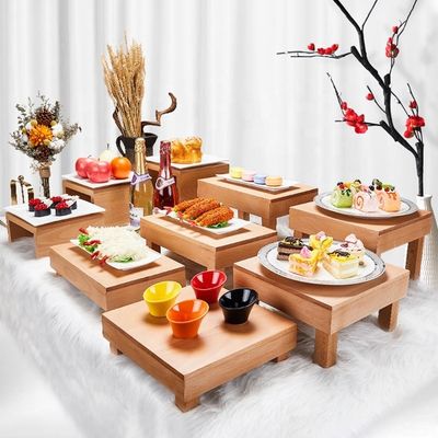 Solid Beech Hout Multi Functionele Dessert Display Rack voor Modern Sushi Cake Buffet Stand