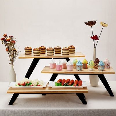 Solid Beech Hout Multi Functionele Dessert Display Rack voor Modern Sushi Cake Buffet Stand