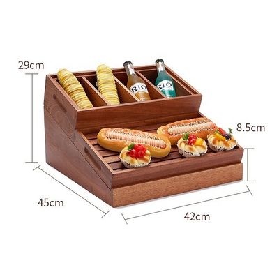 Sapele Hout Buffet Restaurant Bouwwerk Display Rack Catering Voedsel Brood Display Stand