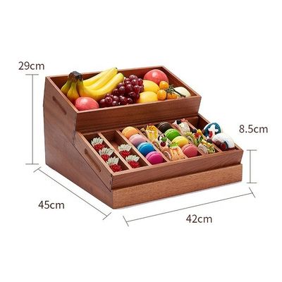 Sapele Hout Buffet Restaurant Bouwwerk Display Rack Catering Voedsel Brood Display Stand
