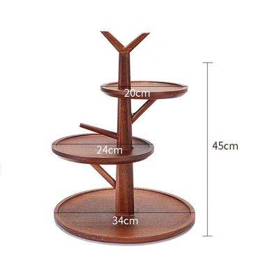 Houten 2 3 Tier Snack Fruit Platter Candy Tray Dessert Display Schap Decoratie Bruiloft Taart Stand