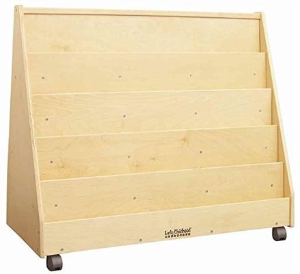Klaslokaal Boekenplank Kindersopslagkas met vlekkestof en dubbelzijdig mobiel boekendisplay