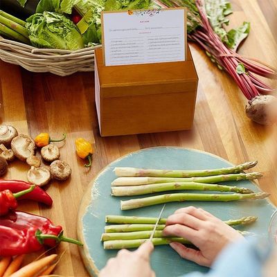 Gemakkelijk 250 recepten kaart opslag in Pine Wood Keuken Recept Box 6.9 "x 3.9" x 5.3