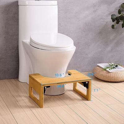 Stocked Design Natuurlijke kleur Custom Opvouwbare Poop Stool 7 Inches Bamboe Toilet Stool