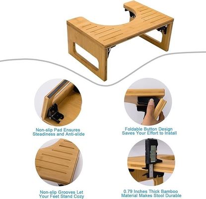 Stocked Design Natuurlijke kleur Custom Opvouwbare Poop Stool 7 Inches Bamboe Toilet Stool