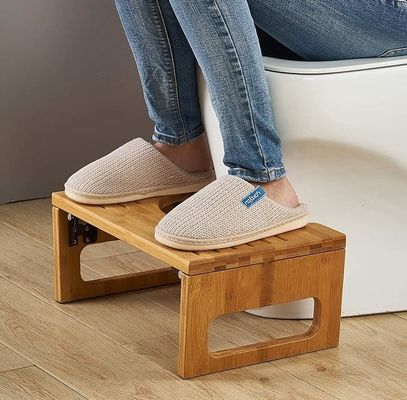 Stocked Design Natuurlijke kleur Custom Opvouwbare Poop Stool 7 Inches Bamboe Toilet Stool