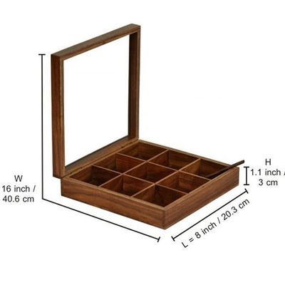 Rechthoekige houten specerijdoos met antieke afwerking en maat