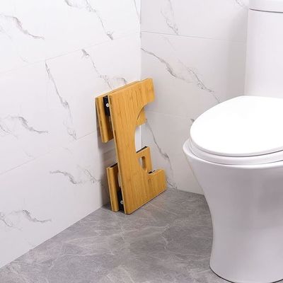 Stocked Design Natuurlijke kleur Custom Opvouwbare Poop Stool 7 Inches Bamboe Toilet Stool