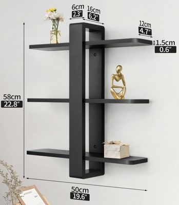 Bewaarplaatsen Racks Zwarte pijnboom Hout 3 Tier Grote plank Huisversiering Plant Foto Display
