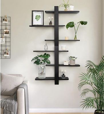 Bewaarplaatsen Racks Zwarte pijnboom Hout 3 Tier Grote plank Huisversiering Plant Foto Display