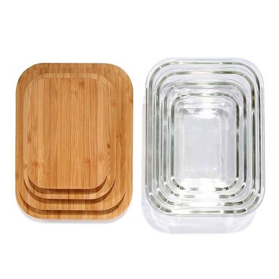 Certificaat FSC milieuvriendelijk glas voedselopslagcontainers met duurzame bamboe deksels