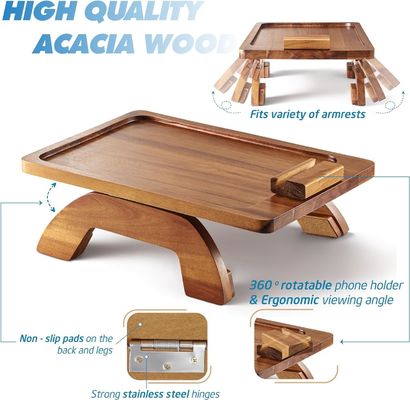 Hoge hoeveelheid bamboesofa bak tafelarm opvouwbare clip voor bank staan type Custom