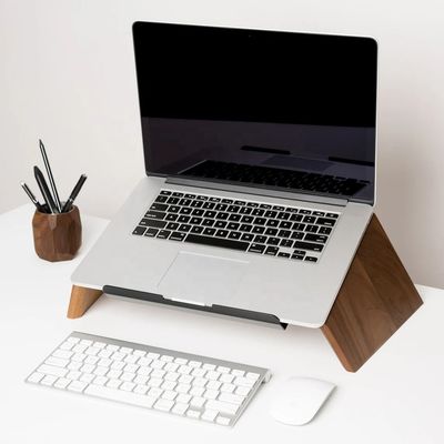 Gratis monster Laptop Houten stand Doppel-tier computerhouder voor computermonitor
