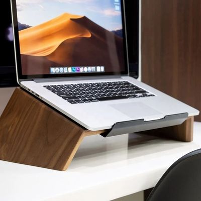 Gratis monster Laptop Houten stand Doppel-tier computerhouder voor computermonitor