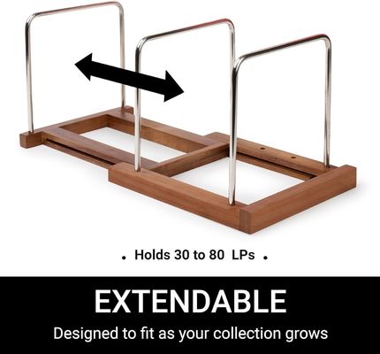 Houten uitbreidbare vinyl platenorganisator Rack Standhouder voor stand-type opslag