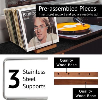 Houten uitbreidbare vinyl platenorganisator Rack Standhouder voor stand-type opslag
