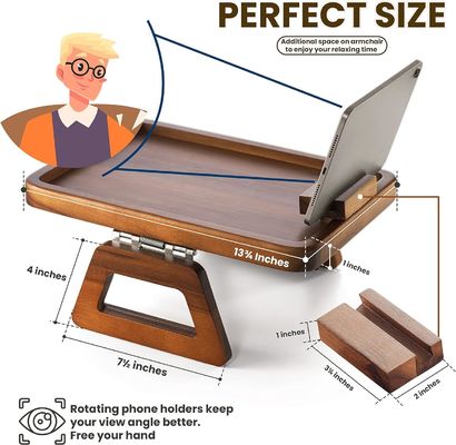 360 draaiende armtafel voor acacia houten bank armsteunbak op houten zijtafels